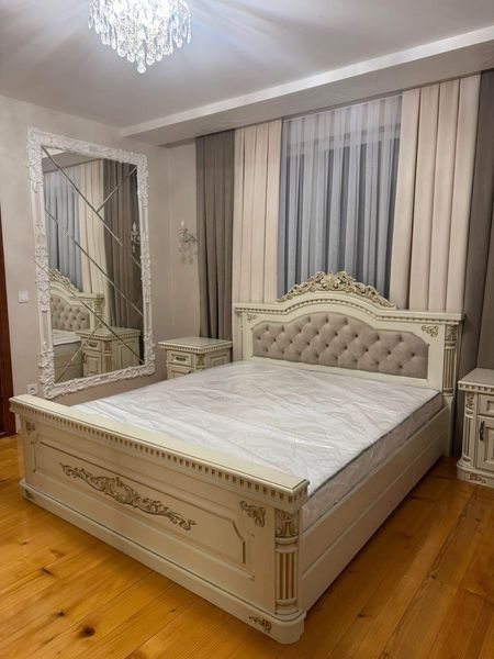 Ліжко двоспальне Ніколетта з тумбочками з масиву дуба 10448 фото