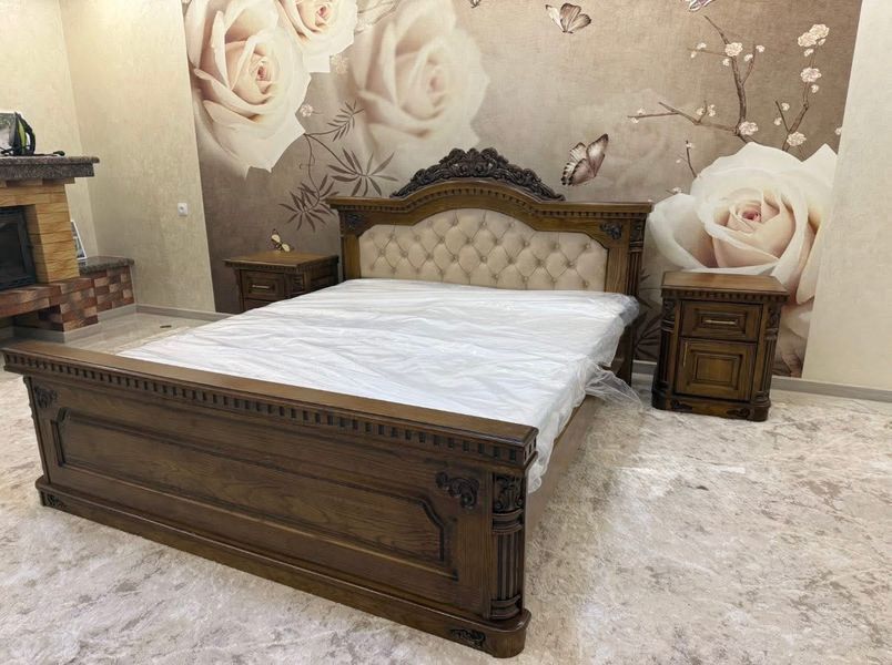 Ліжко двоспальне Ніколетта з тумбочками з масиву дуба 10448 фото