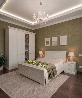 Спальня Прованс с кроватью Максим из массива бука &ndash; комплект мебели в светлом стиле 10456 фото