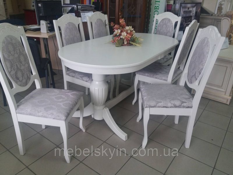 Круглий розкладний стіл Амфора зі стільцями з дерева 1718866850 фото