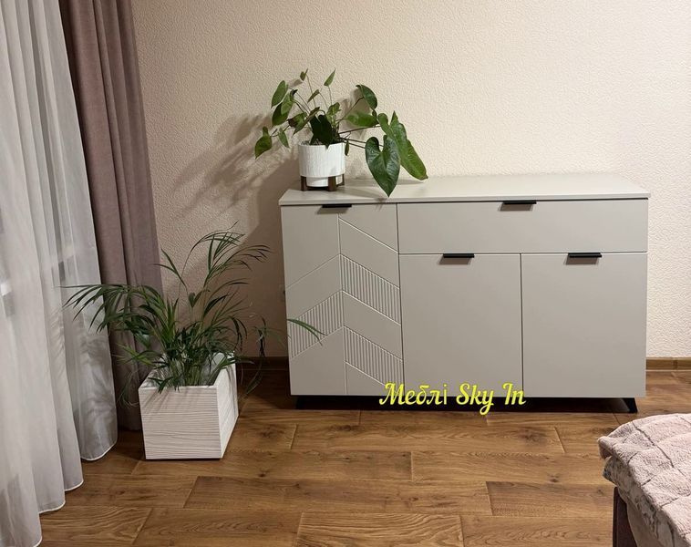 Спальня Скай колір кашемір: ліжко 160x200, шафа 3 двері, комод, тумби 10476 фото