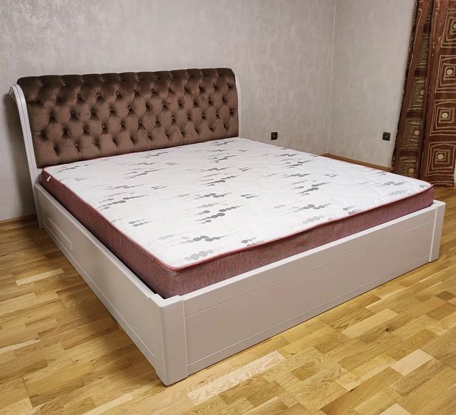 Двоспальне ліжко Мадлен з масиву бука з м'яким узголів'ям 10029 фото