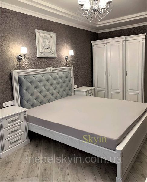 Белая двуспальная кровать Алиса из массива дуба 1848056349 фото
