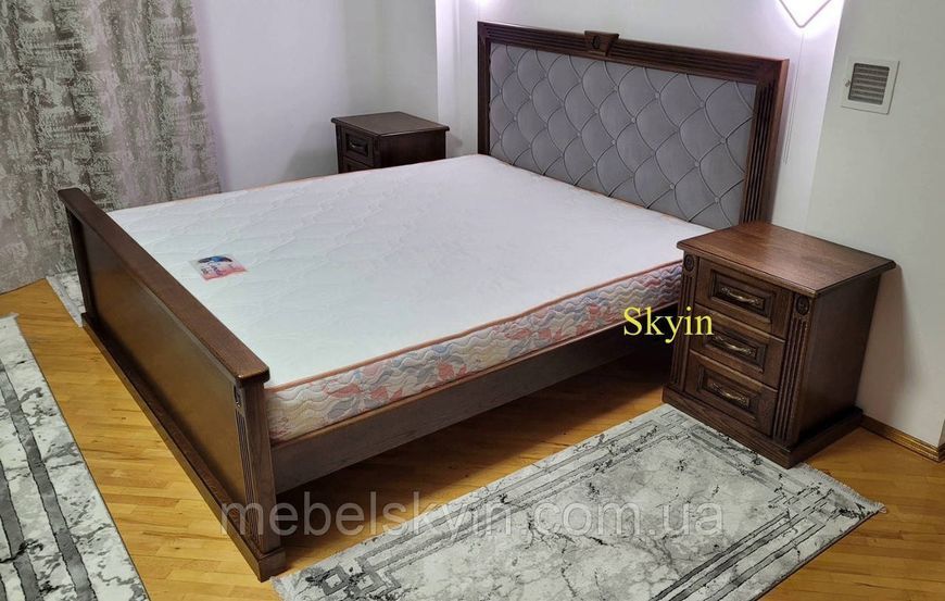 Белая двуспальная кровать Алиса из массива дуба 1848056349 фото