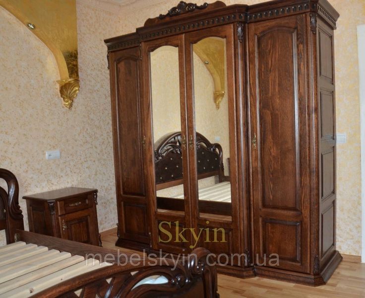 Дубовая резная кровать Вика с фигурным изголовьем 1741824628 фото