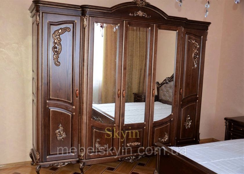 Шикарне дубове ліжко Кармелія бароко стиль з різьбленням 1849336563 фото