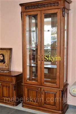 Дубова 2х дверна вітрина сервант Віконт класичного стилю 1859160052 фото